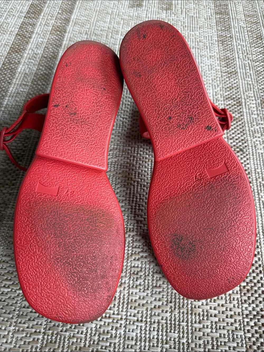 CAMPER: Women Red Buckle Wedge Sandals - Comfortable Summer Shoes